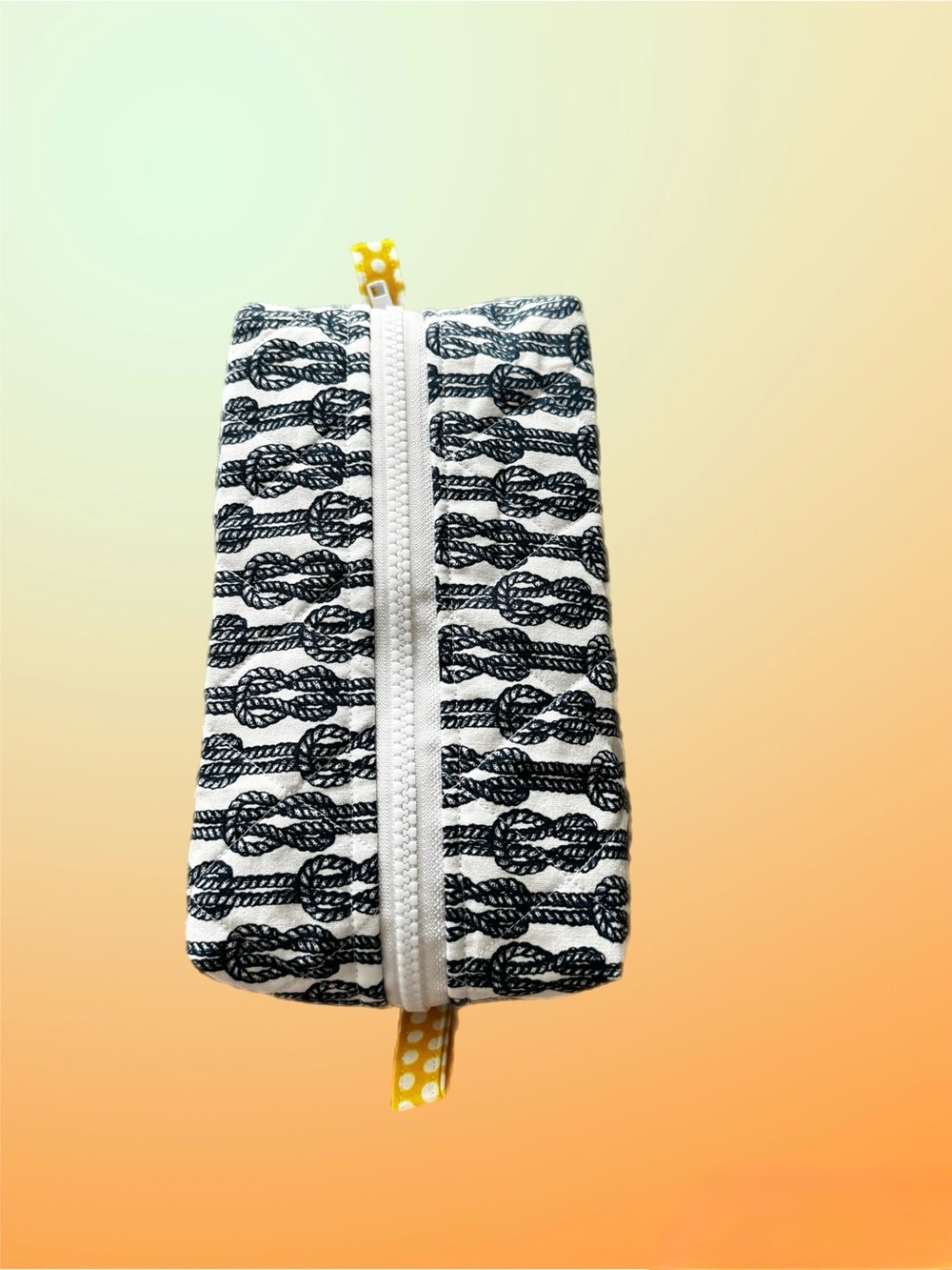 Handmade Navy Rope Pattern Cosmetic Bag - Picture 3 of 5